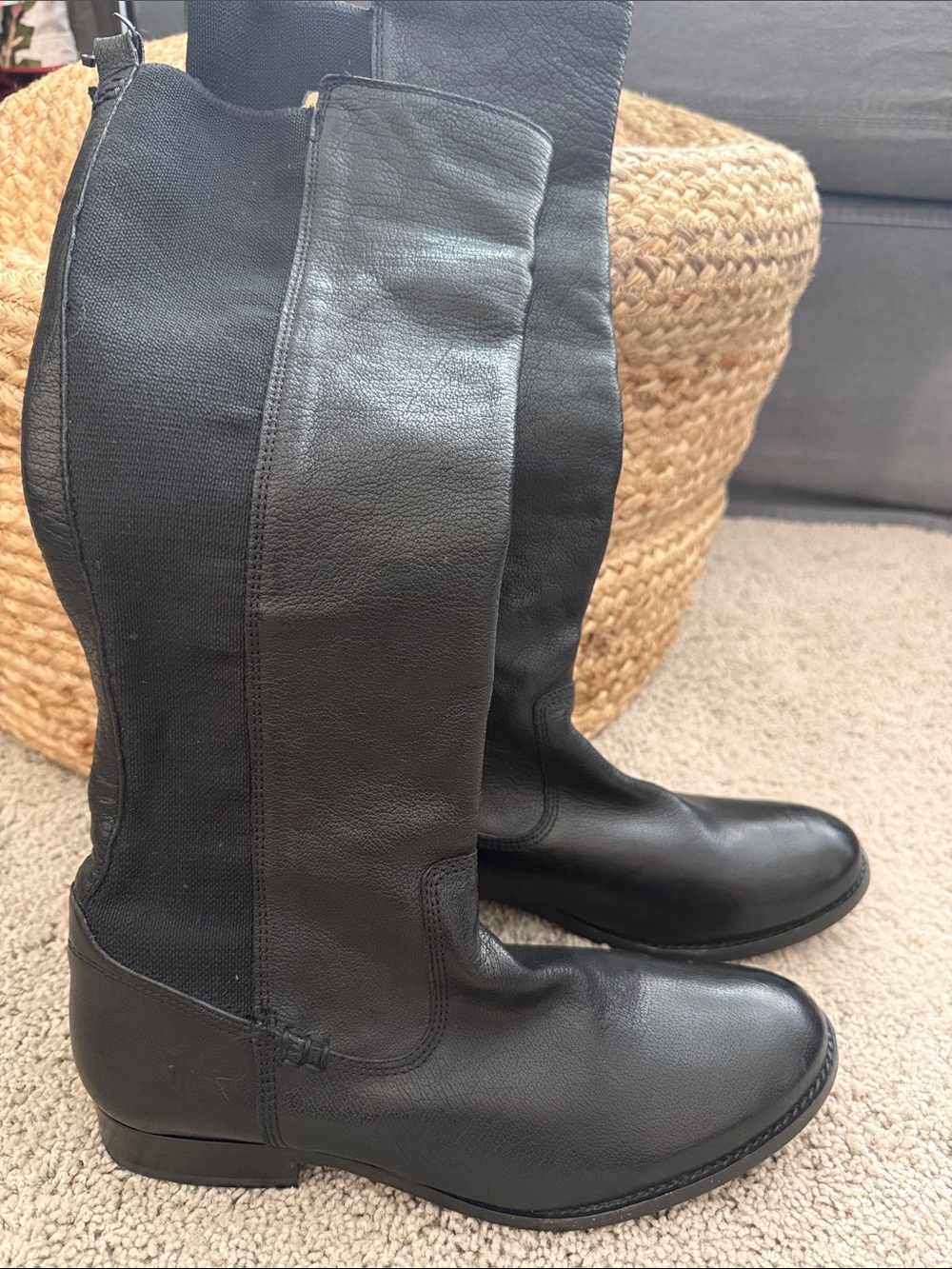 Black Women's FRYE Leather Boots, 8.5B